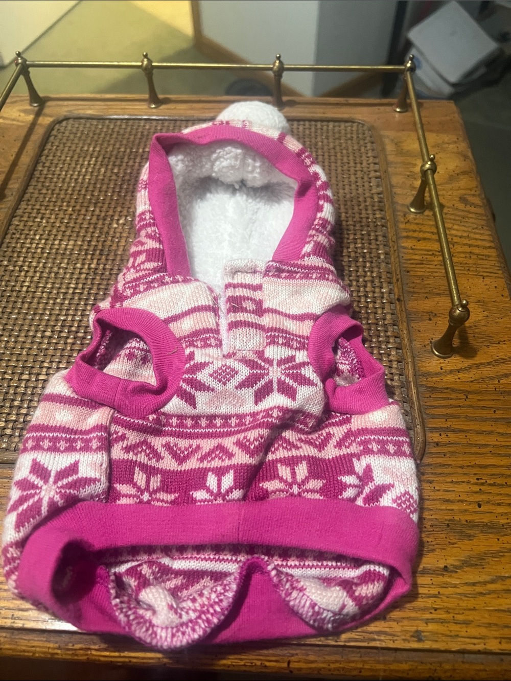 Top Paw Hot Pink & Light Pink Fair Isle Hooded Dog Coat